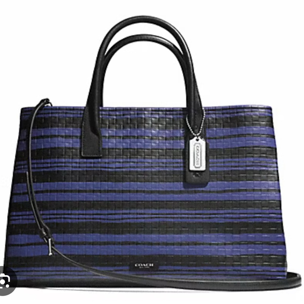 Coach Black and Blue Women's leather Bag (Bleecker tote) with dust bag.